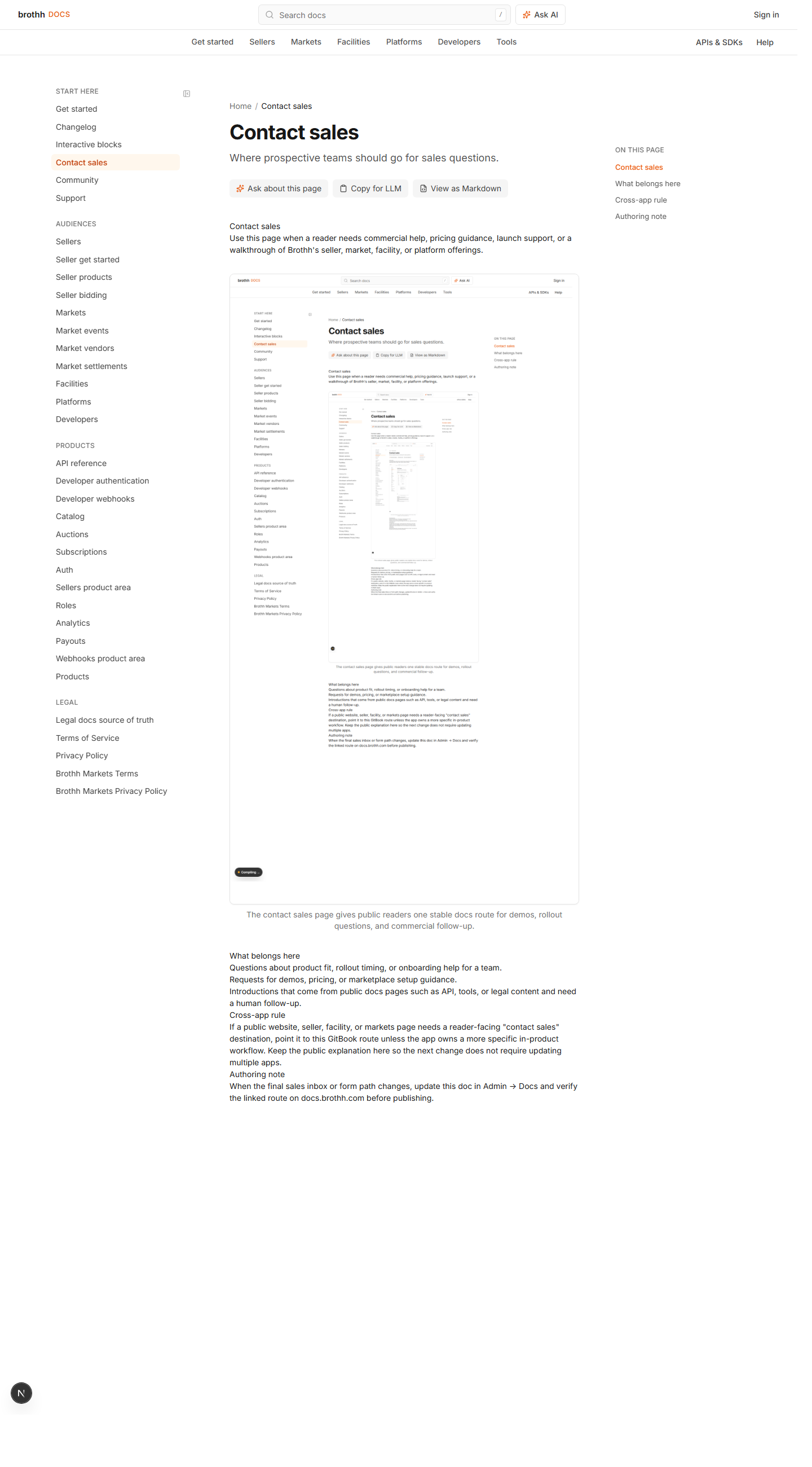 GitBook contact sales page