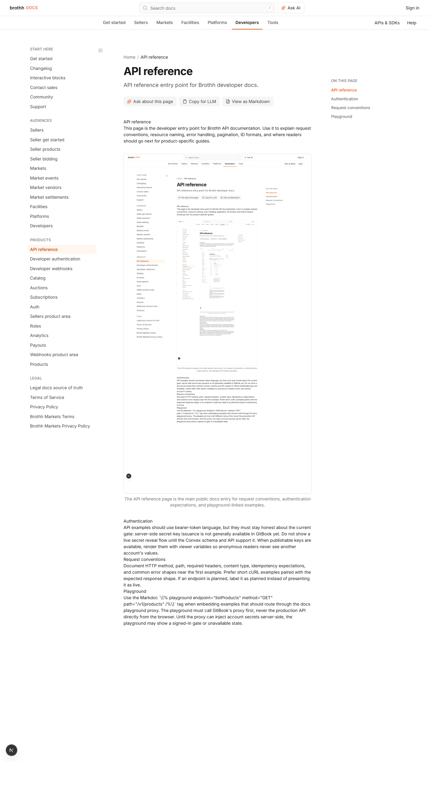GitBook API reference page