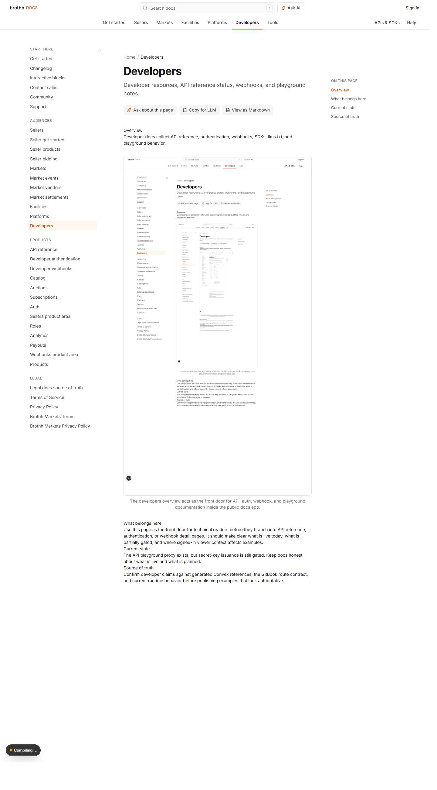 GitBook developer overview page