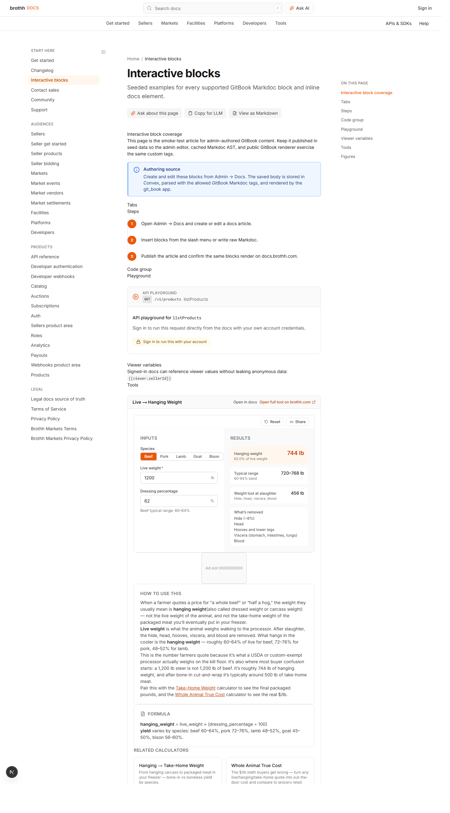 Interactive blocks article in GitBook