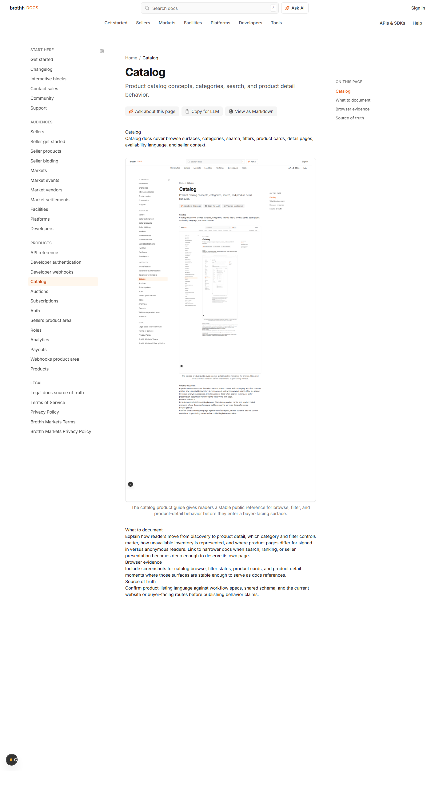 GitBook catalog product docs page
