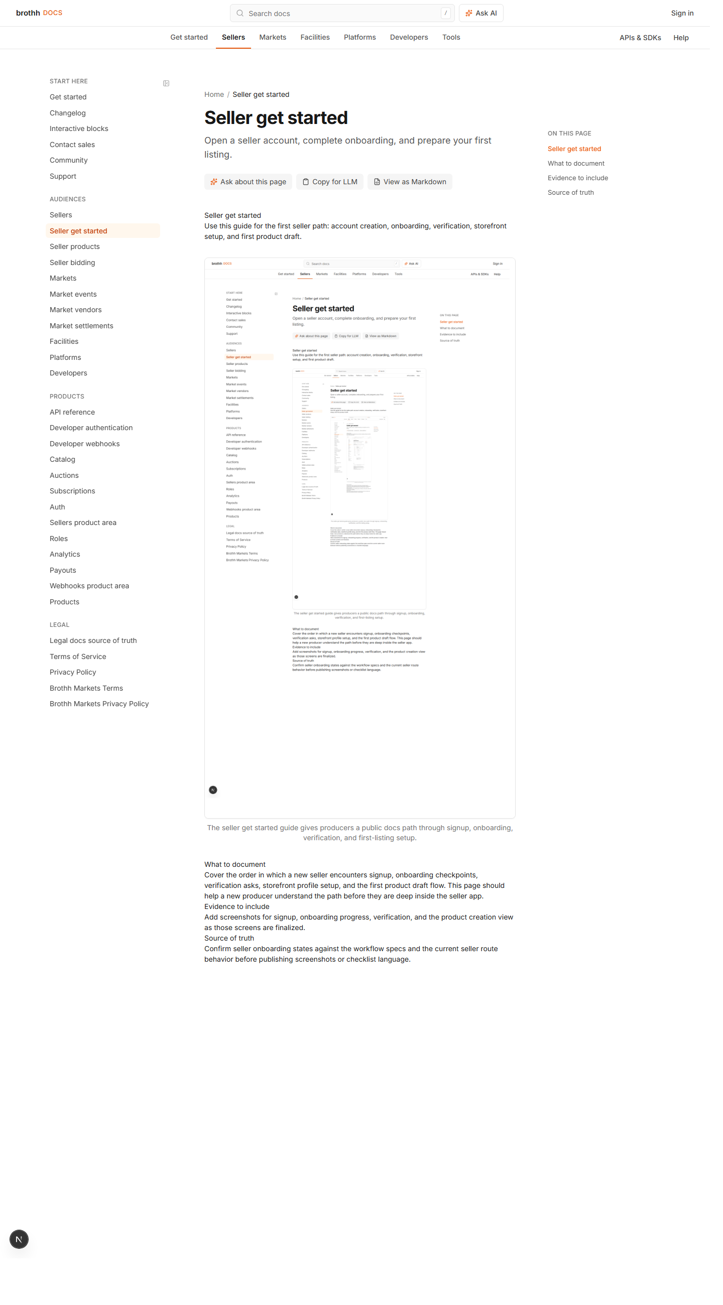GitBook seller get started page