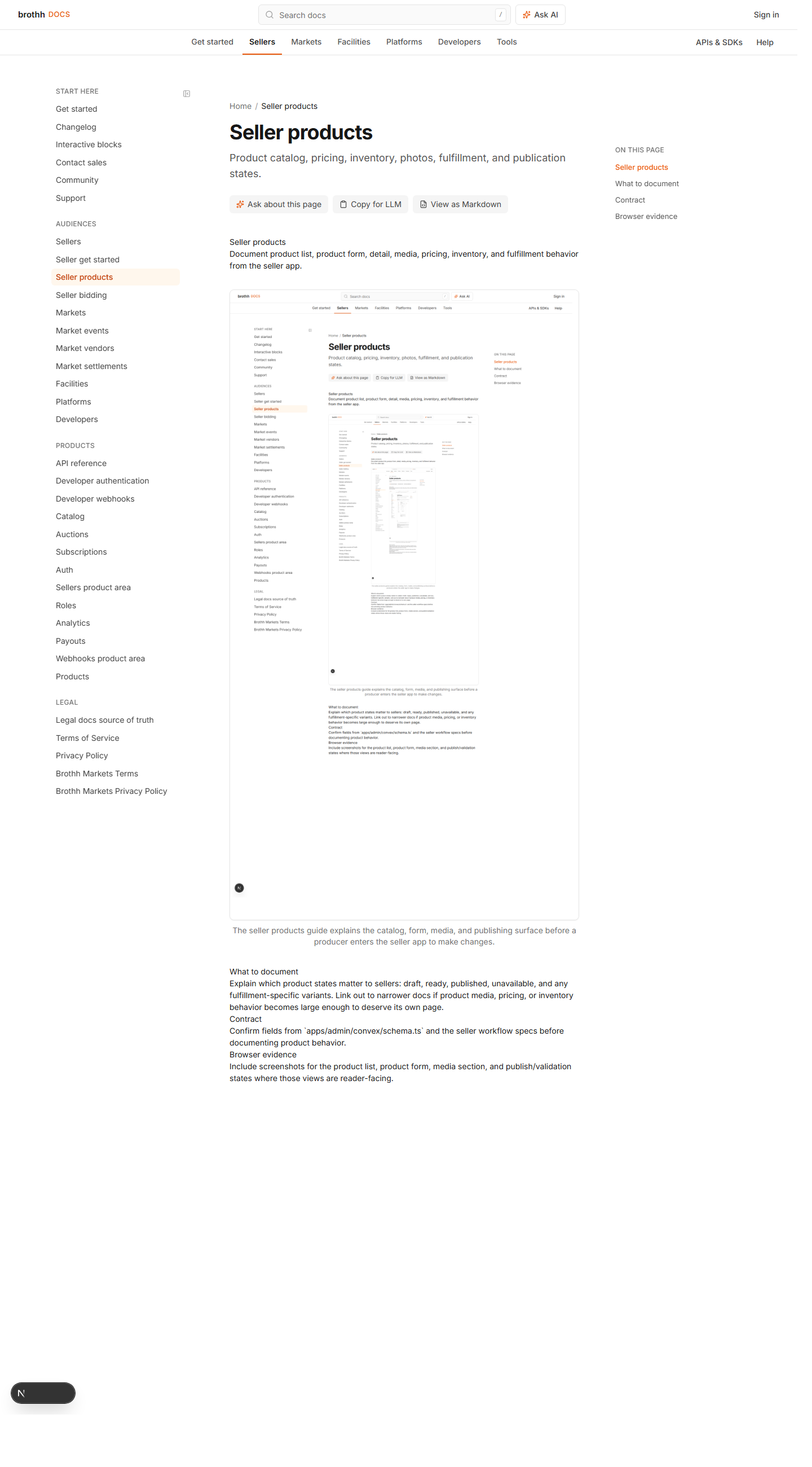 GitBook seller products page
