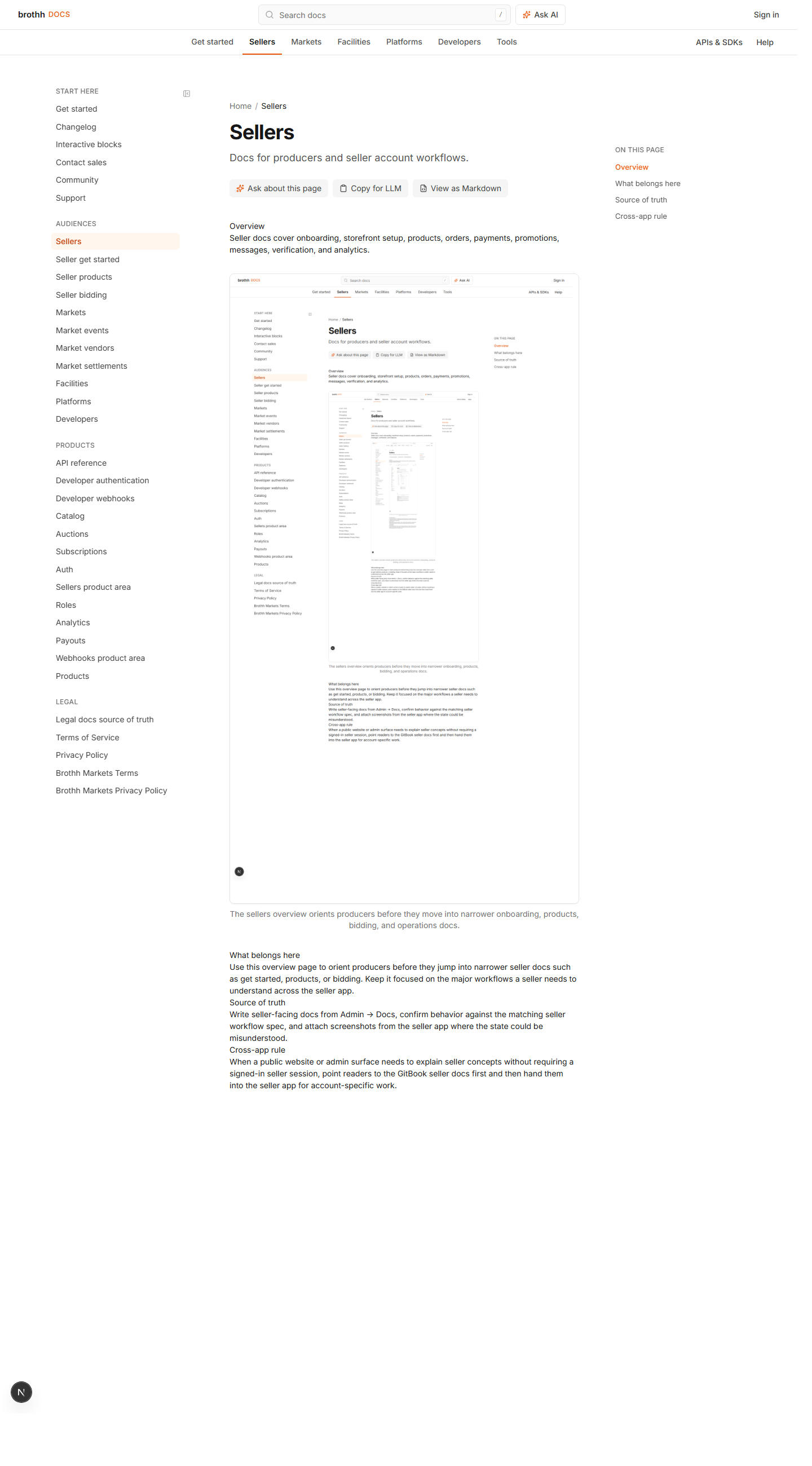 GitBook sellers overview page
