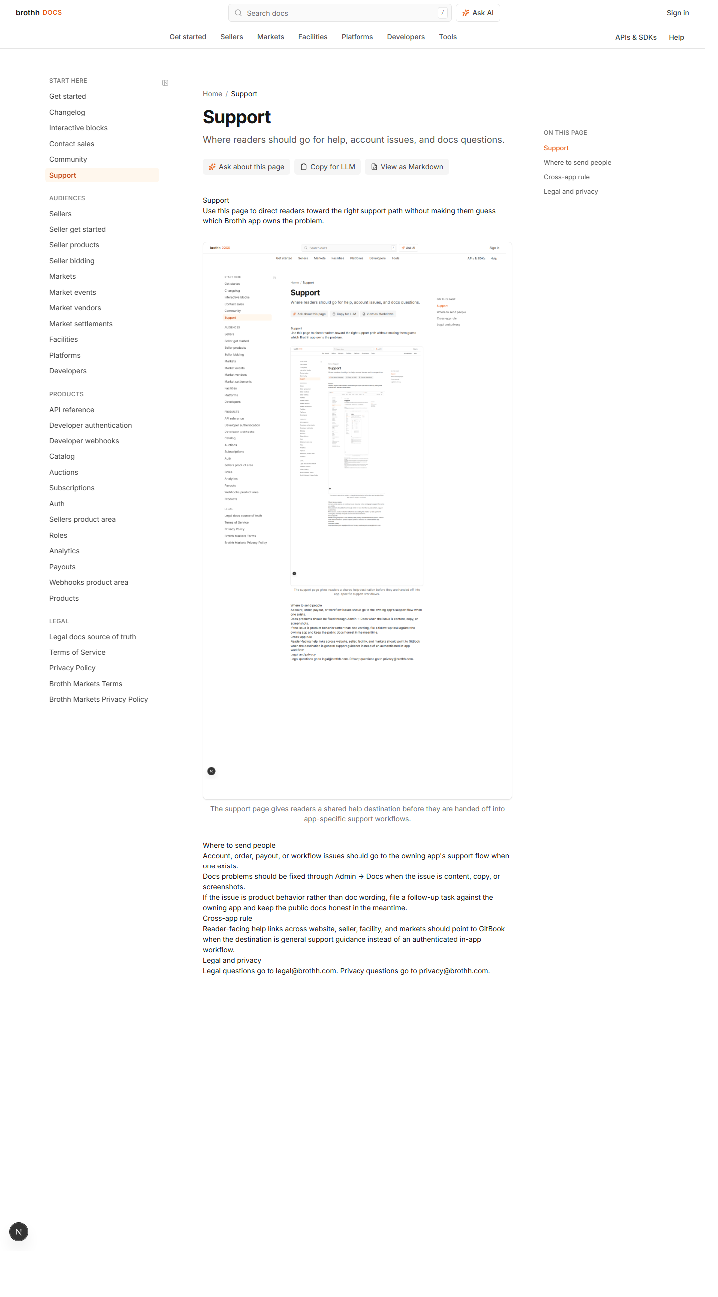 GitBook support page